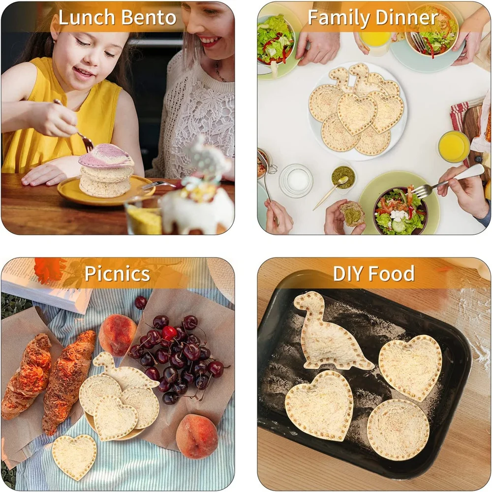 1/2/3/4/5/6PCS Geometric Sandwich Cutter and Sealer Set Food-Grade PP Sandwich Cutting Sealing Mould for Children