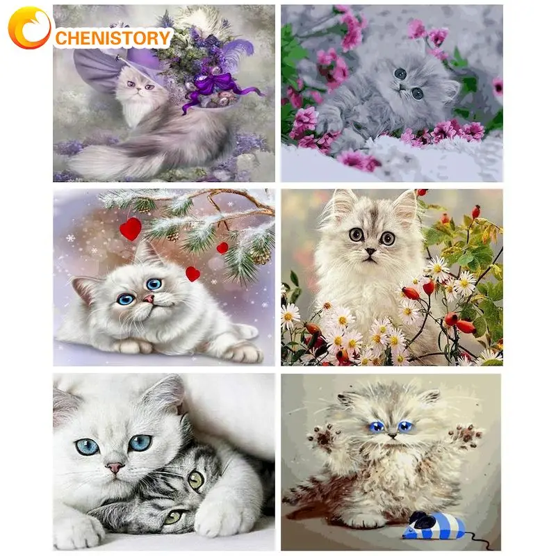 

CHENISTORY Modern Painting By Number For Adults Drawing By Numbers Cats Picture Paint On Canvas Home Decoration Gift Handpainted