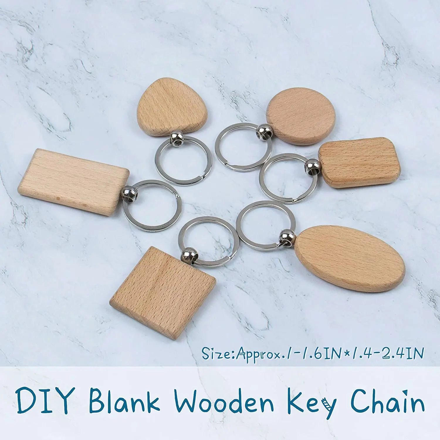 20 Pcs Blank Wood Keychian to Paint, Blank Wood Keychains for Crafts,  Rectangle Wooden Key Tags for Engraving, Blank Keychains, Personalized Key  Rings