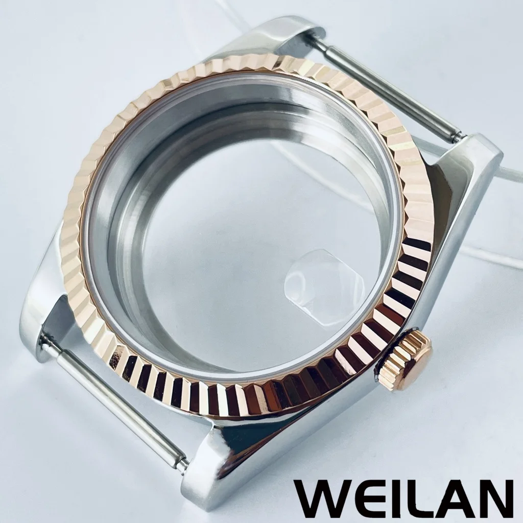 Premium Silver & Gold Waterproof Watch Case with Sapphire Crystal