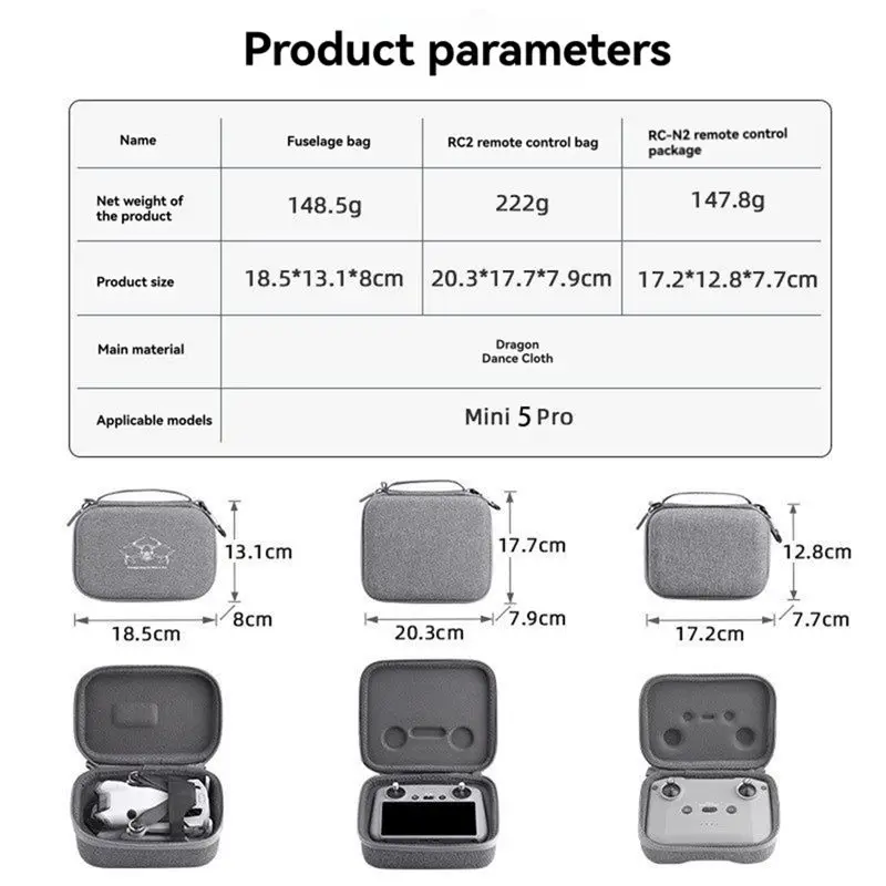 ABKI-DJI Mini 5 Pro 드론 컨트롤러 액세서리-보관 가방 및 휴대용 운반 케이스 RC2용 스마트