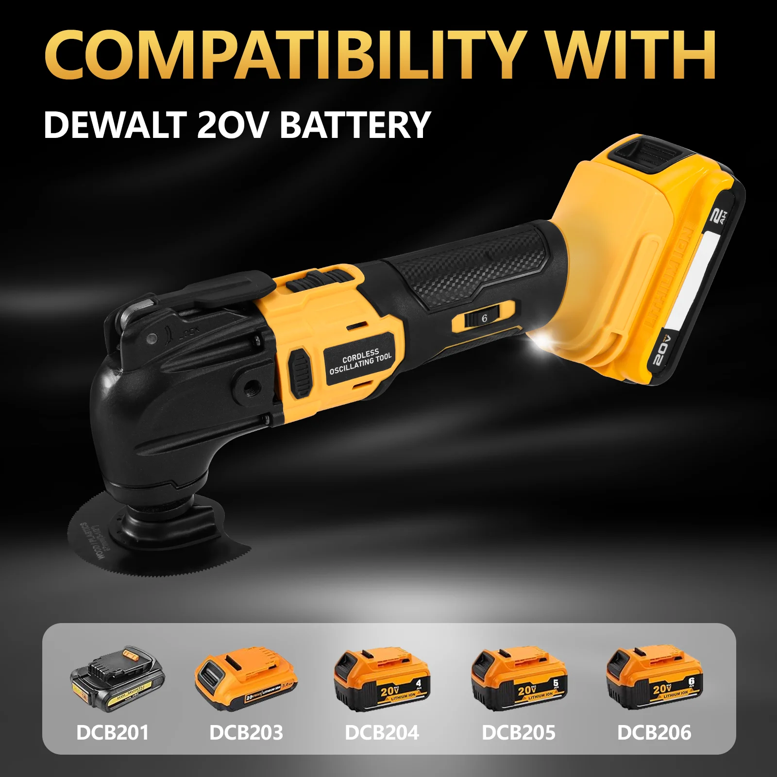 Oscillating Tool Cordless Electric Woodworking Cutting Saw Electric Trimmer for De-Walt 20V Battery DIY Home Improvement Tool 6