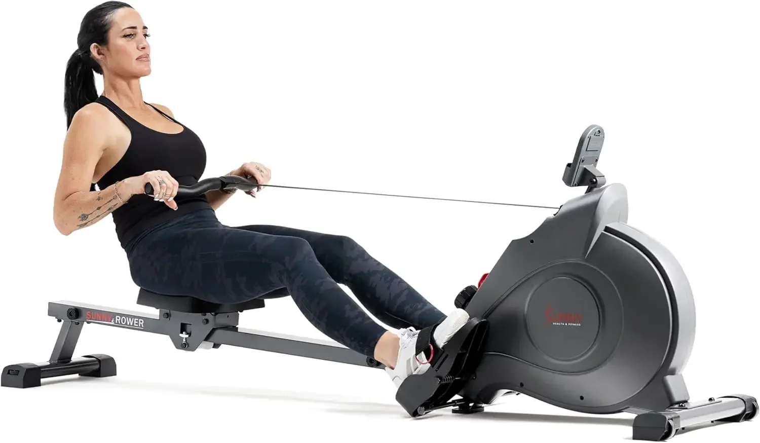 Fitness Magnetic Rowing Machine with 53.4" Extended Slide Rail, Full-Body Workout, Low-Impact, Ergonomic Full Mot