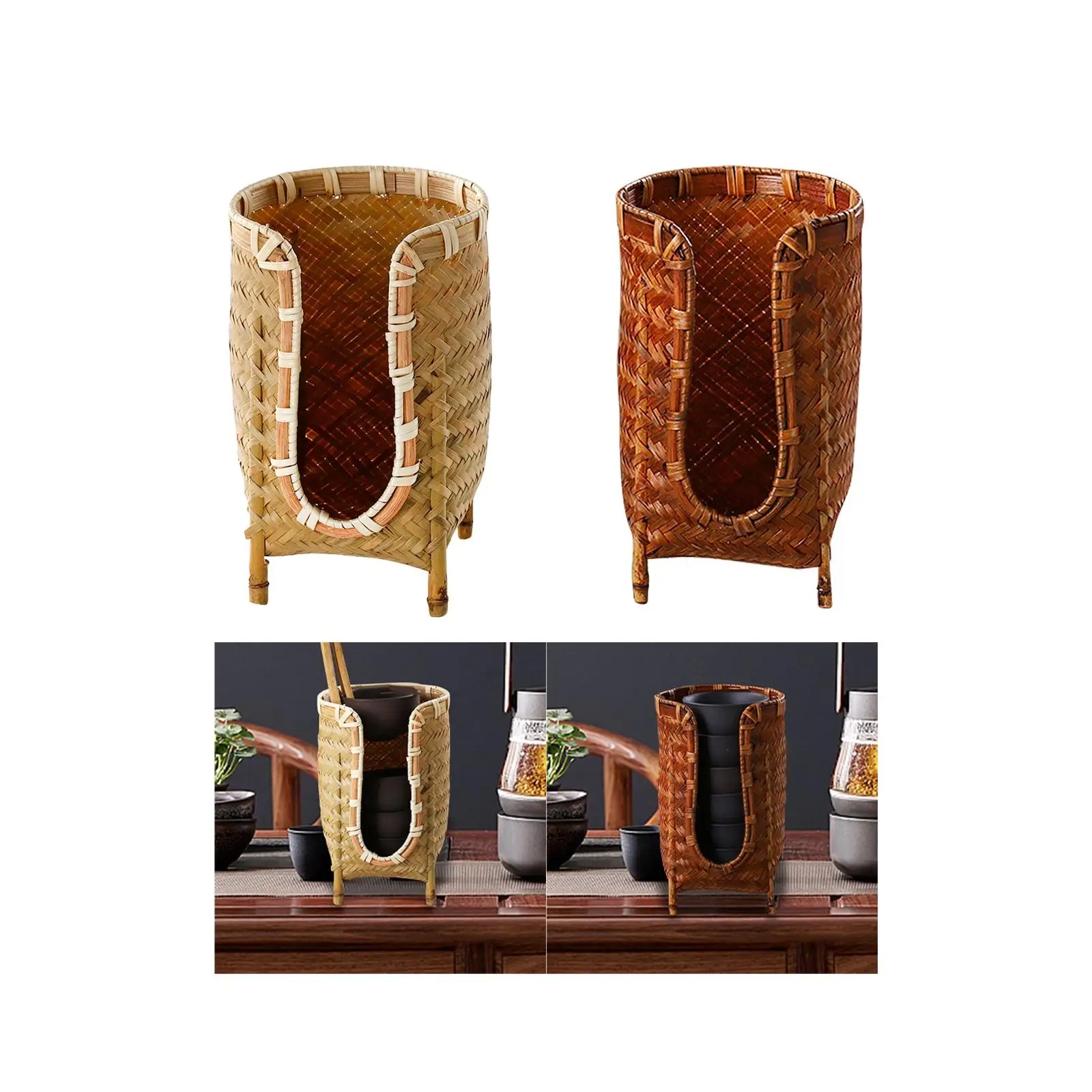 Bathroom Cup Holder Mouthwash Cup Dispenser Woven Multipurpose Tea Cup Storage Paper Cup Dispenser for Guest Rooms Restroom