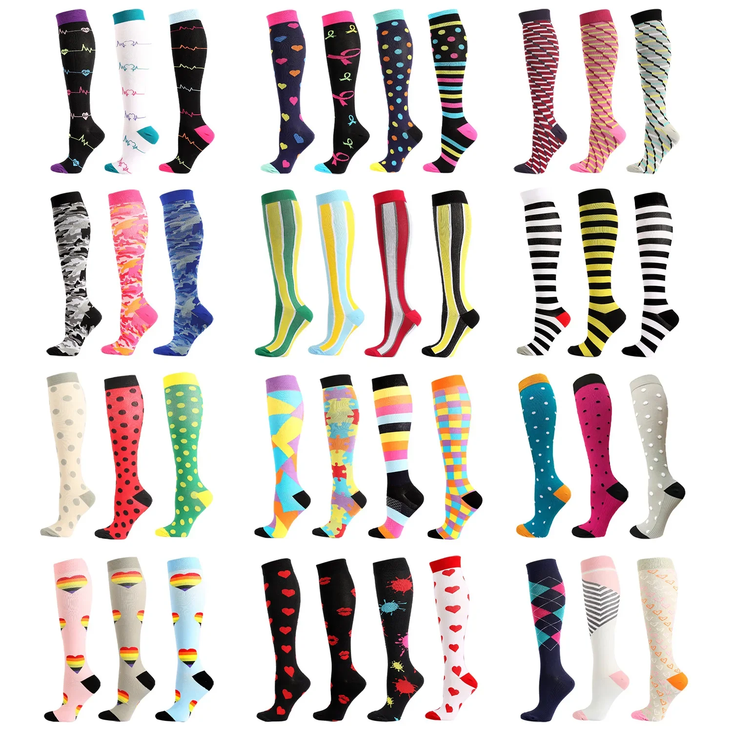 

Sports Compression Socks Multicolor Compression Socks Fun Pattern Halloween Balloon Point Leg Pressure Running Riding