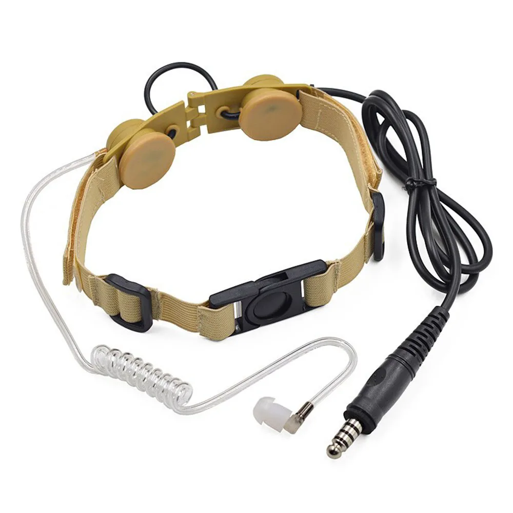 New U94 PTT for BaoFeng/TYT UV-5R UV-82 Two Way Radio CS Z Tactical Throat Mic Z003 Air Tube Headset Yellow/Black