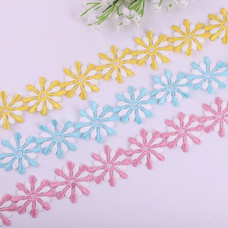 

30Yards Snowflake Floral Lace Trim Craft Flower Polyester Lace Fabric Venise Floral Embroidered Applique Decorated Lace Ribbon