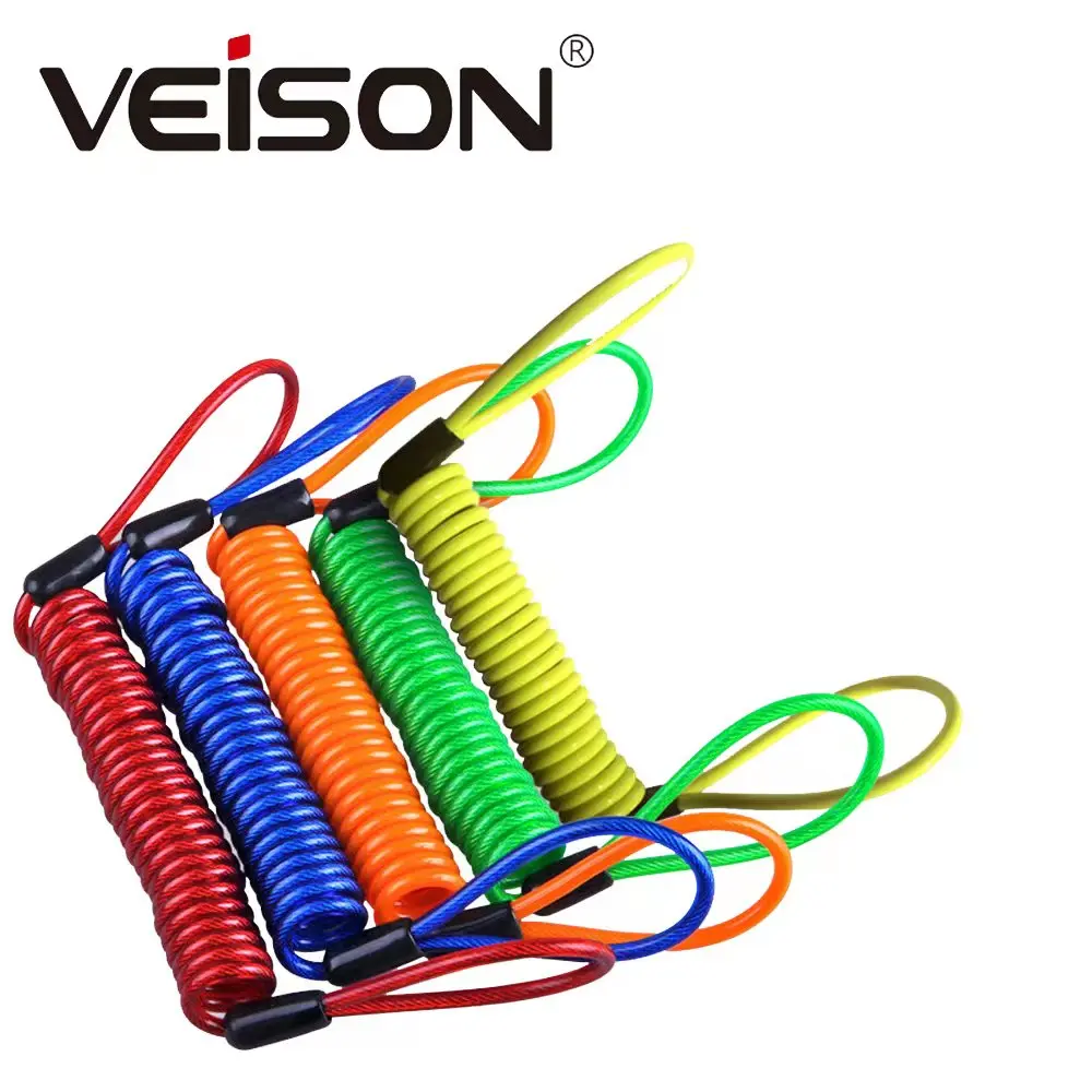 150cm Motorcycle Bike Alarm Disc Lock Reminder Colorful Ropes Antitheft Security Spring Cable Motorbike Disc Lock Reminder Cable 1pcs car disc lock reminder cable steel coil plastic anti theft spring reminder rope for motorbike outboard engine motor