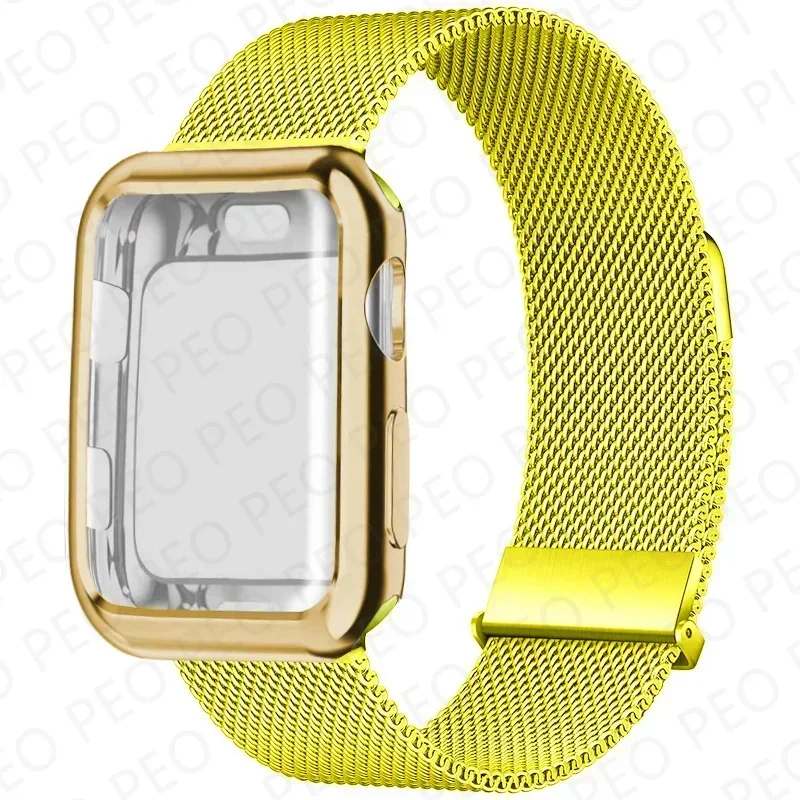 Sleek Metal Magnetic Loop Watch Band with Protective Case