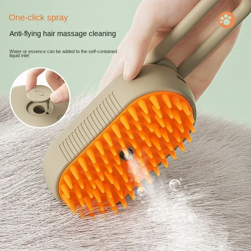 Steam brush for cats and dogs 3 in 1, electric brush for massaging and grooming pet hair and removing hair