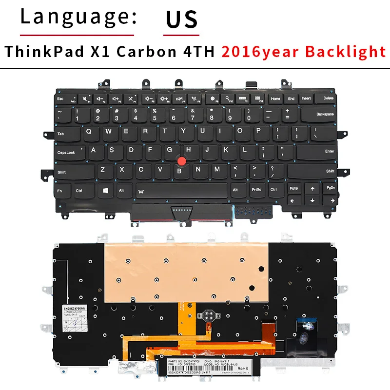 US/RU Keyboard For Lenovo ThinkPad x1 Carbon Gen2/3/4/5/6/7/8/9/10