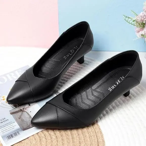 Cresfimix zapatos de mujer 여성 귀여운 달콤한 경량 베이지 봄 슬립 온 티켓토 힐 신발 레이디 클래식 블랙 펌프 ab477