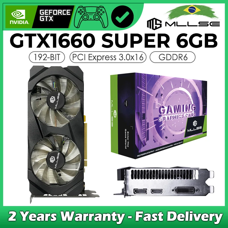 Scheda Grafica Mllse Economica Geforce Gtx 1660 Super 6Gb Gddr6 192 Bit Pci-E 3.0 12Nm Gpu 1660 Super Muslimate Gaming Placa De Video