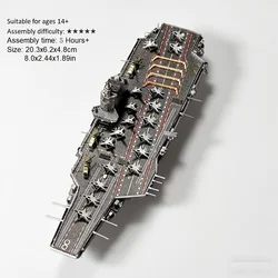 Premium 3D Metal Puzzle Warship Tank - DIY Laser - Cut Jigsaw for Adults - Educational Desktop Decor Toy (Fujian Ship)