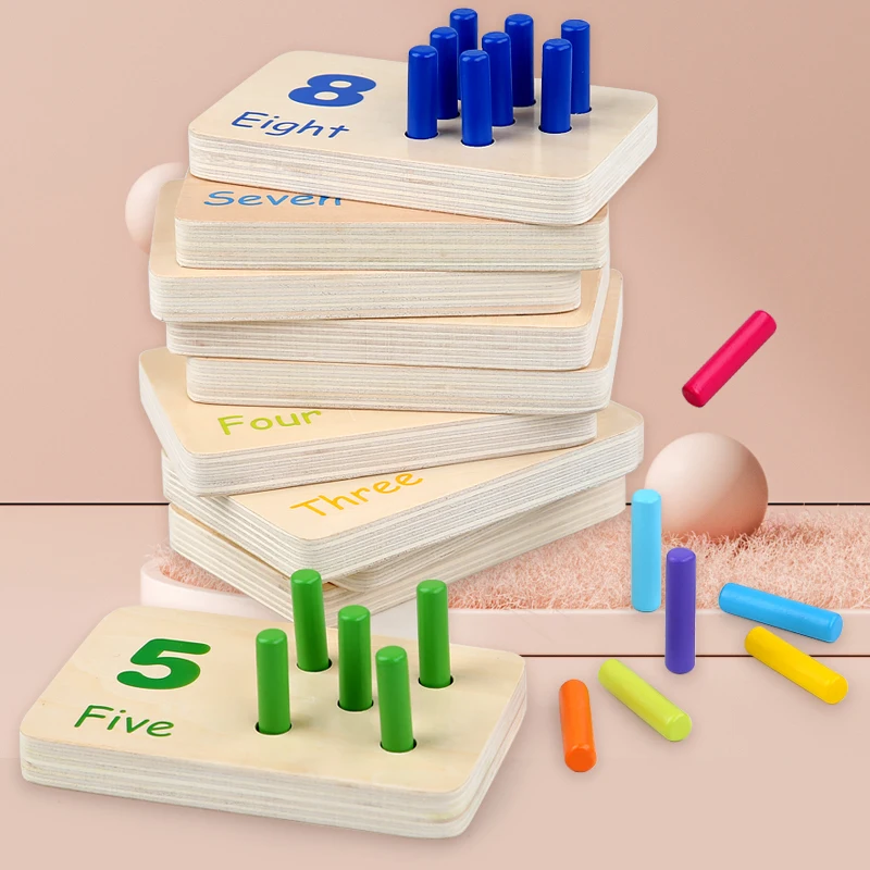 Wooden Stick Game 1-10 Number Cognition Matching Board Educational Toys Math Color Learning Teaching Aids_voghion.com