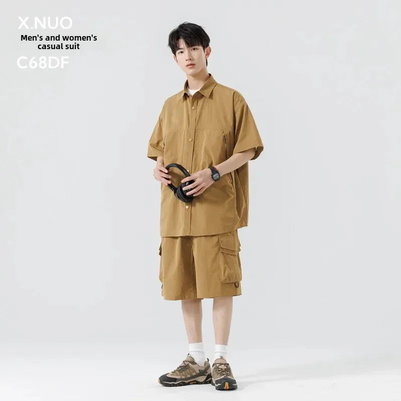 Ice Silk Quick Dry Women's Short Sleeves Basketball Uniform Men's Summer Thin Work T-Shirt Casual Sports Loose-Fit Shorts