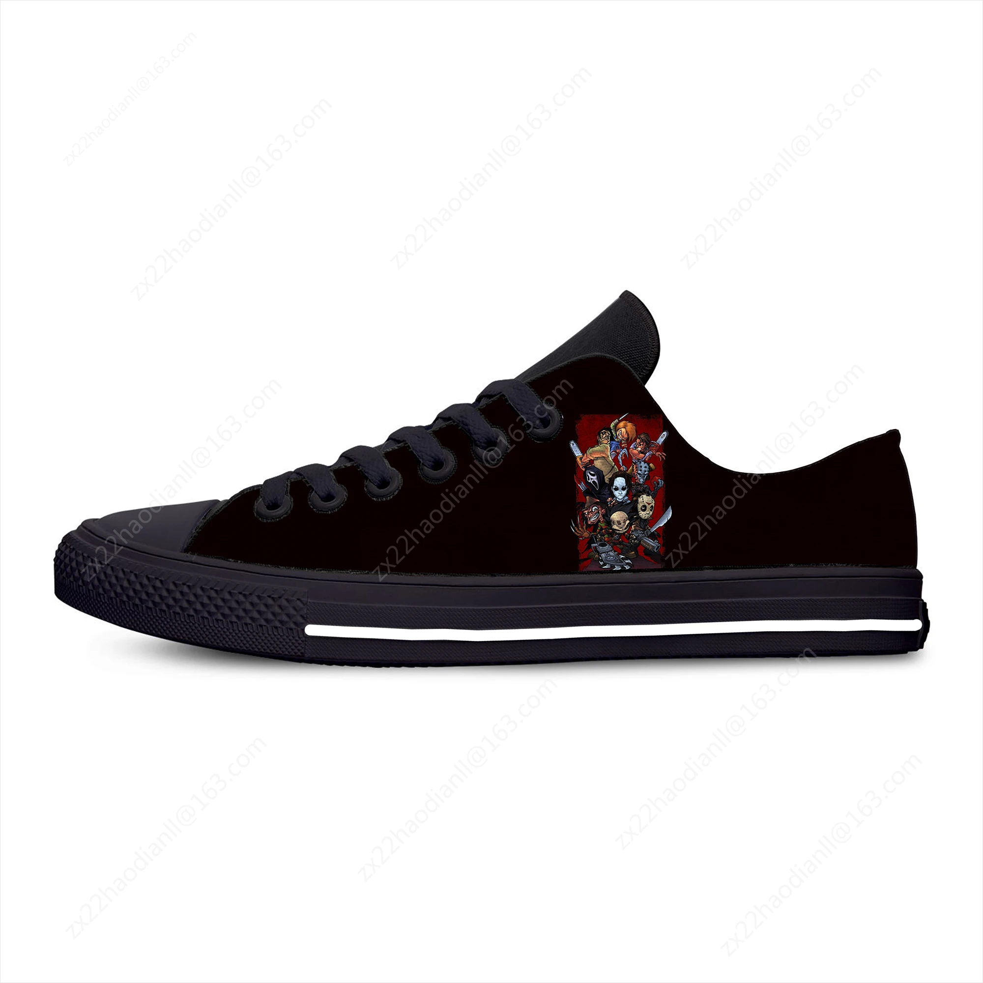 Michael Myers Horror Pinhead Chucky Jaws Scream Casual Cloth Shoes Low Top Lightweight Breathable 3D Print Men Women Sneakers