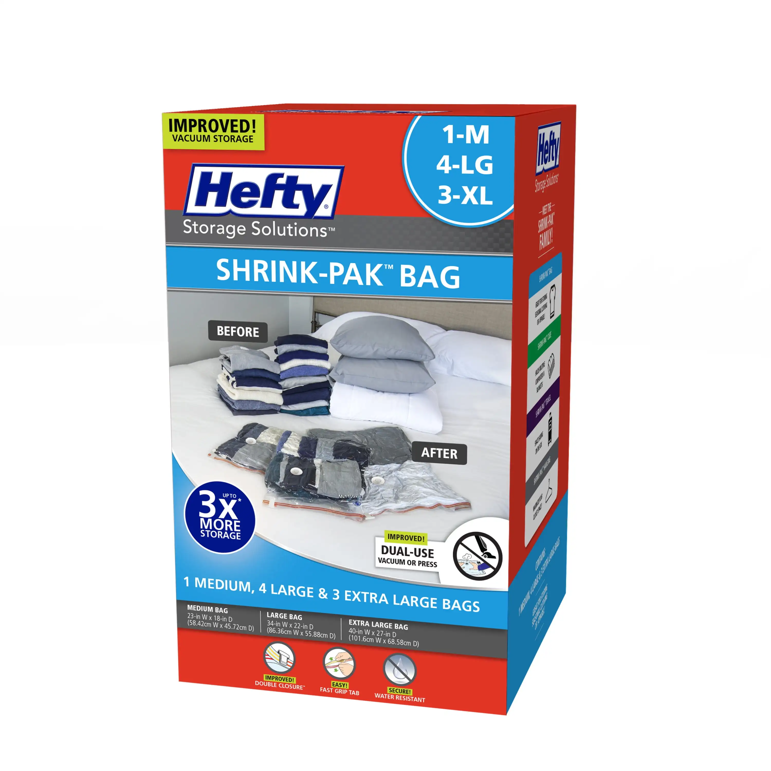 

Hefty SHRINK-PAK 1 Средний, 4 большой и 3 XL вакуумные пакеты для хранения