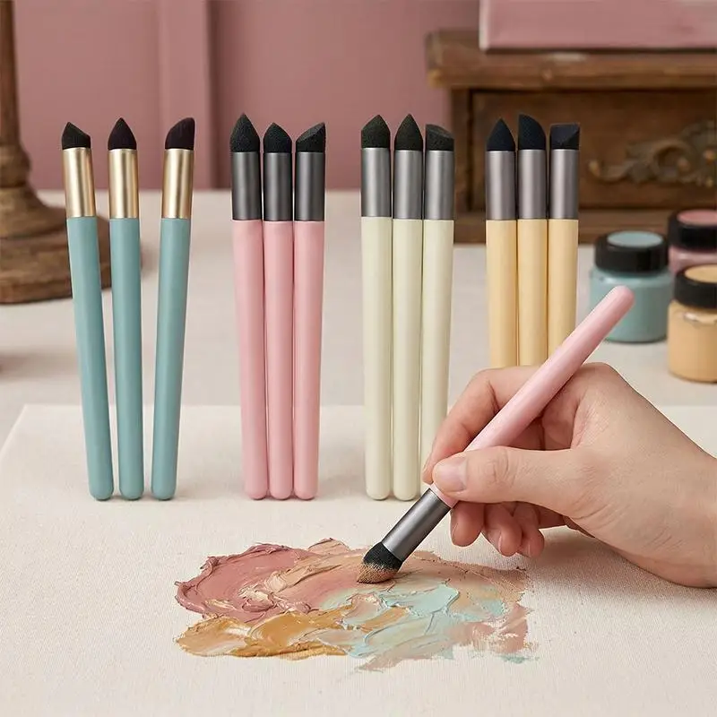 3Pcs 재사용 가능한 스폰지 펜 파스텔 스케치 유화 DIY 공예용 누출 방지 세척 가능 브러쉬