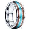 Bagues en titane et acier pour hommes, couleur violette, incrustation de coquille d'ormeau colorée, anneaux en acier inoxydable pour hommes, bijoux de mariage
