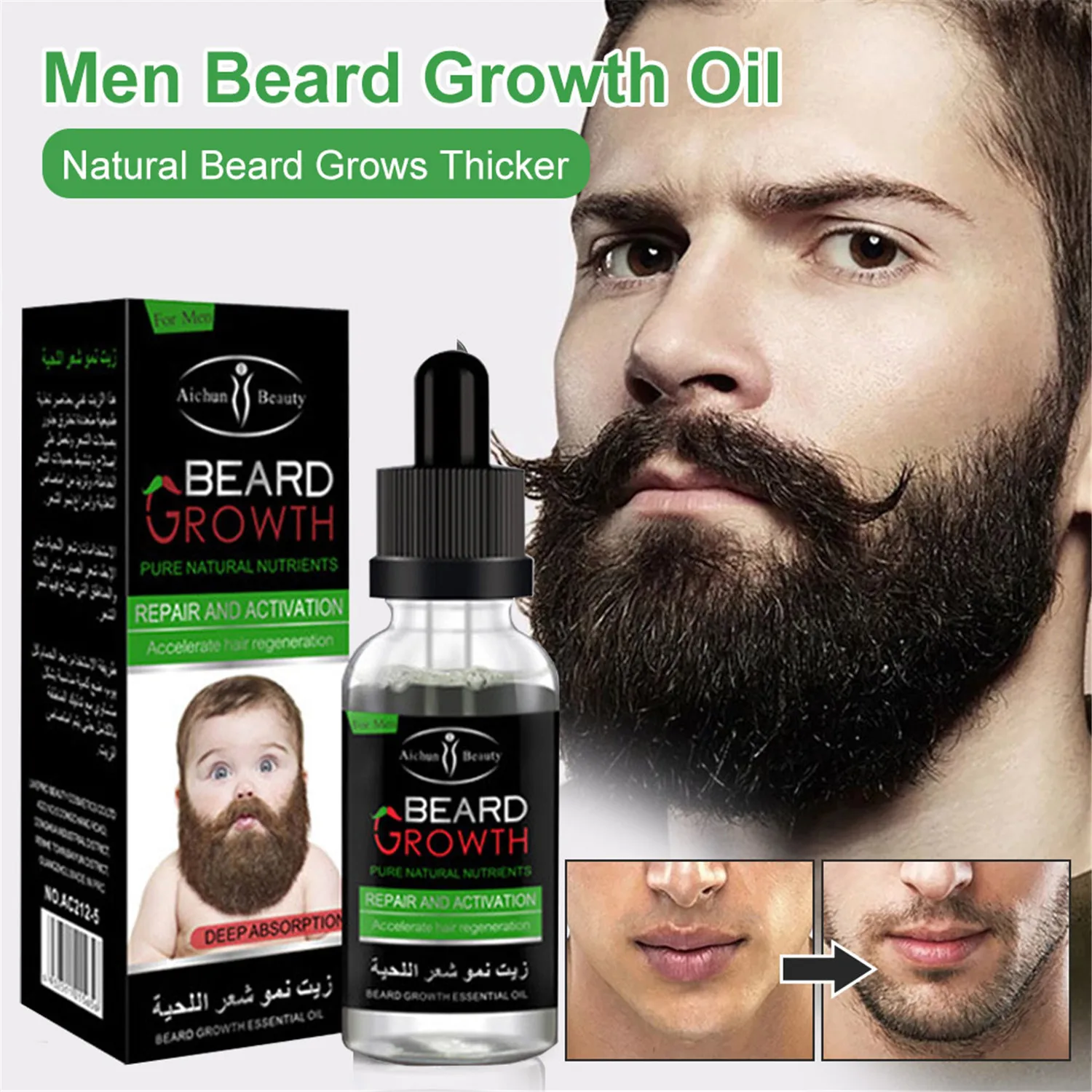 Beard Growth Oil Beard Wax Balm Hair Loss Products Leave-In Conditioner for Groomed Chest Hair Moustache Oil Beard Care 30ml haircube natural men beard growth oil products hair loss treatment conditioner groomed fast beard growth enhancer maintenance