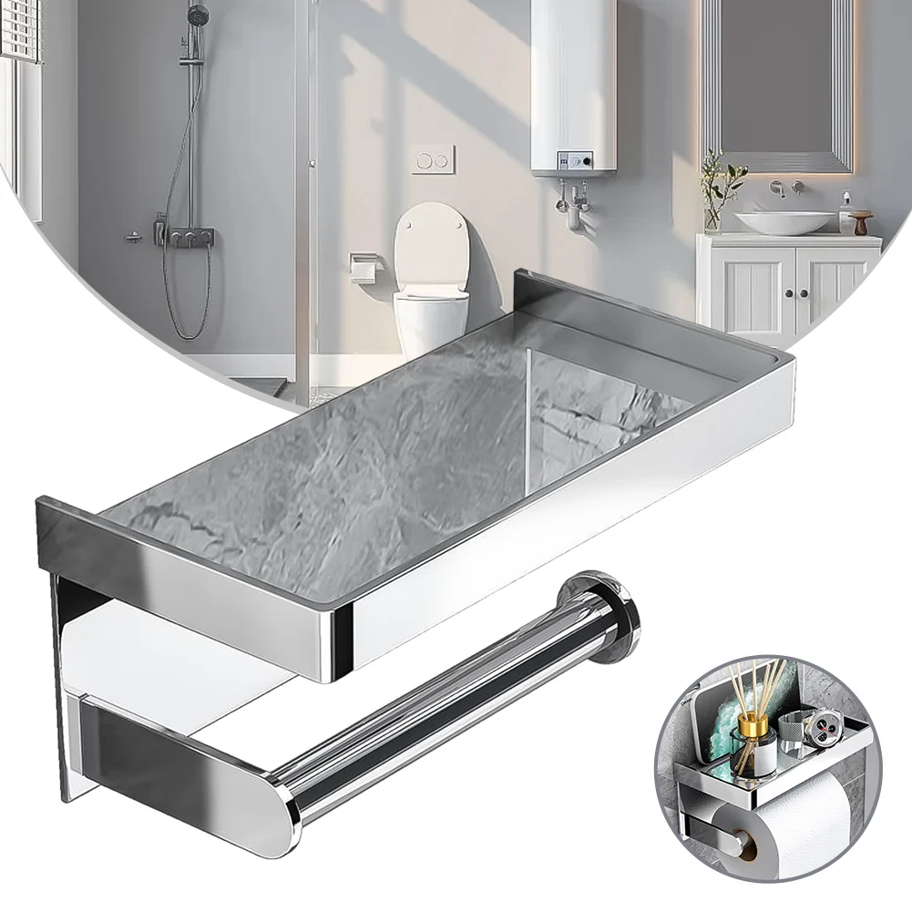 

1PCS Stainless Steel Wall-mounted Paper Towel Holder Nail-free Multi-functional Storage Box Toilet Lavatory Bathroom Accessories