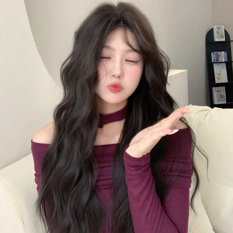 Black Synthetic Curly Wavy Wig for Women