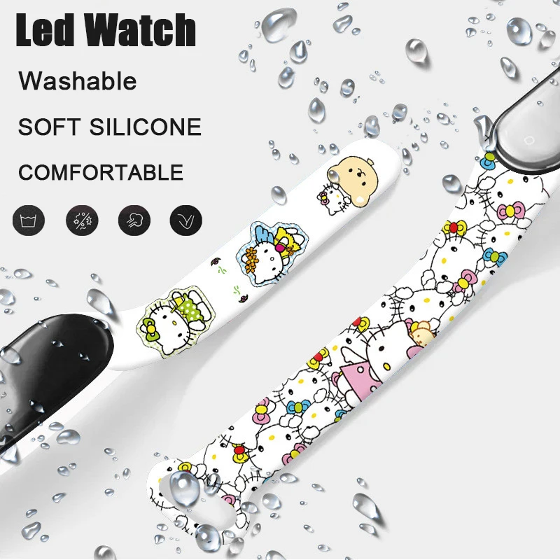 Ahoj kočička digitální hodinky anime sanrio melodie student silikon elektronická LED náramek děti puzzle hraček děti narozeniny dárky
