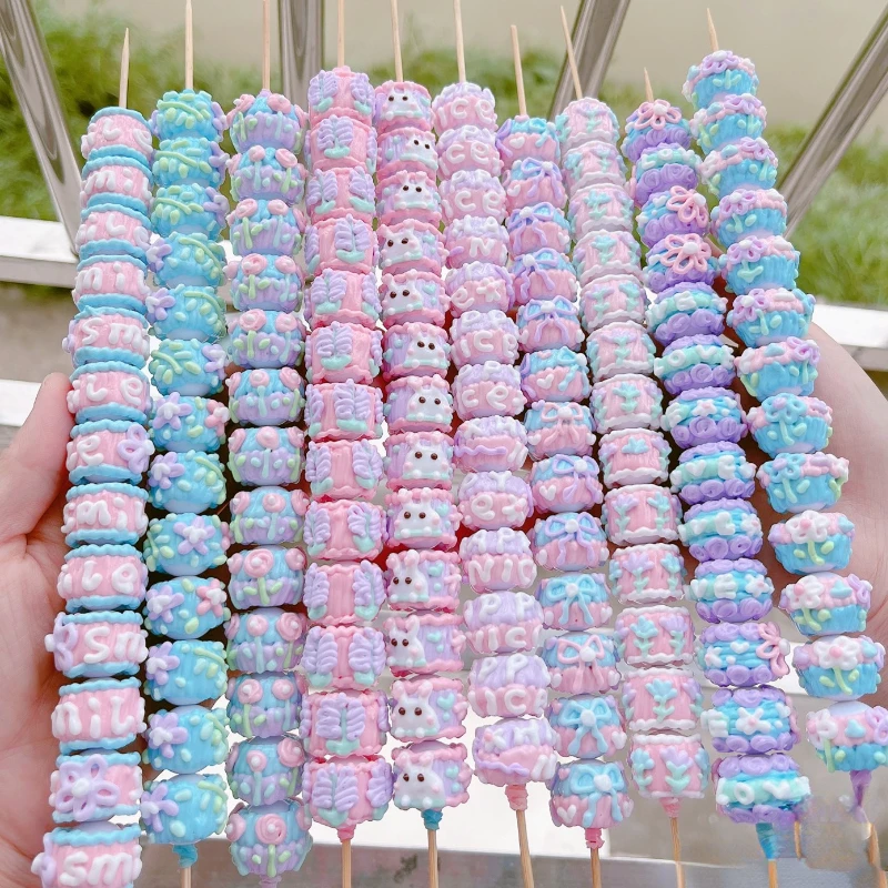핸드 페인팅 라운드 비즈 캔버스 크림 수제 비즈 DIY 참, 유화 스타일, 팔찌 쥬얼리 재료, 신상