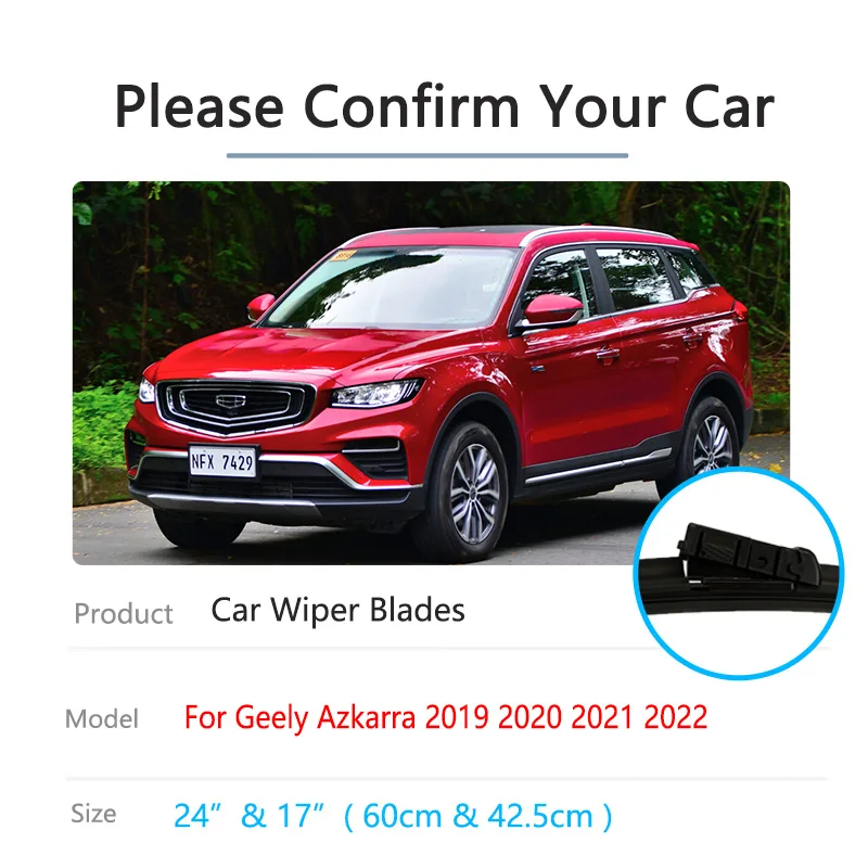 For Geely Azkarra Boyue Pro Farizon Fx 2019~2022 Rear Front Wiper Blades Brushes Cutter Rubber Strip Refill Cleaning Replacement - Windscreen Wipers