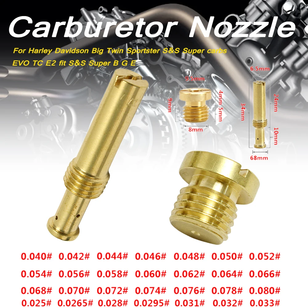1 Pz Per Harley Davidson Big Twin Sportster S & S Super Carb Evo Tc E2 Fit S & S Super B G E Main Jet Ugello Principale In Metallo Pilot Jet