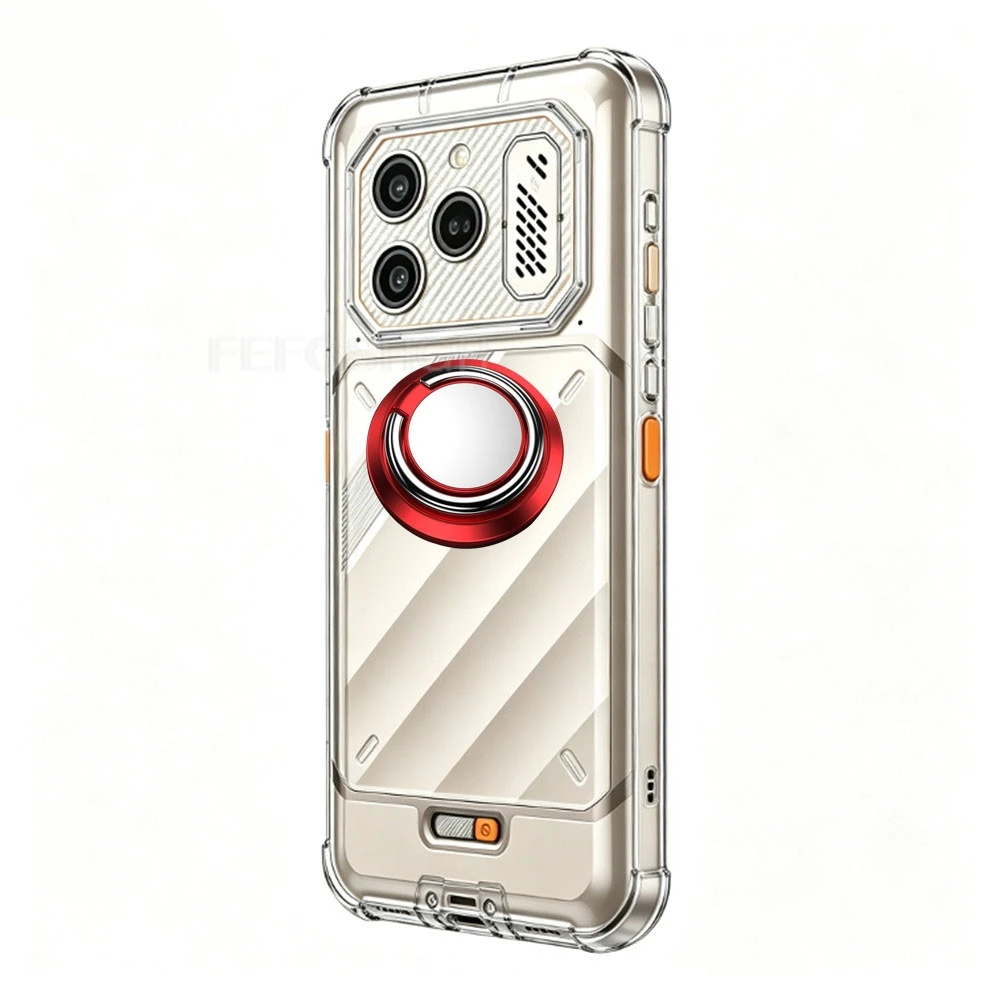 Rugged Silicone Phone Case with Back Ring Holder and Stand
