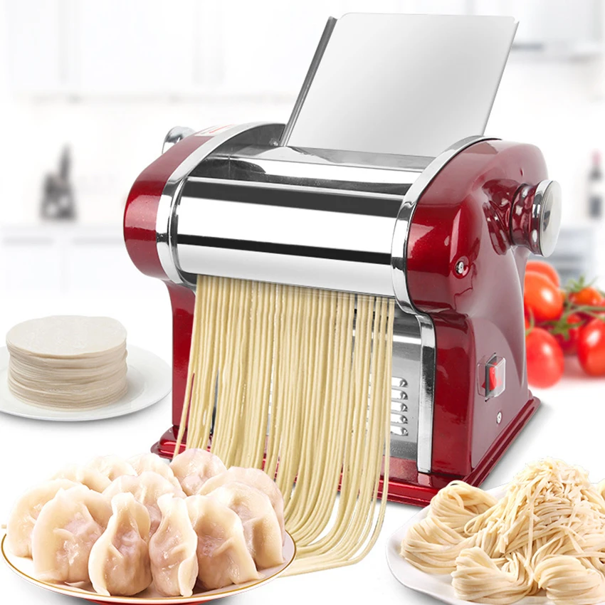 

135W Electric Noodle Dumpling Press Machine Stainless Steel Noodle Maker Spaghetti Roller Dough Pressing Cutter Machine 220V