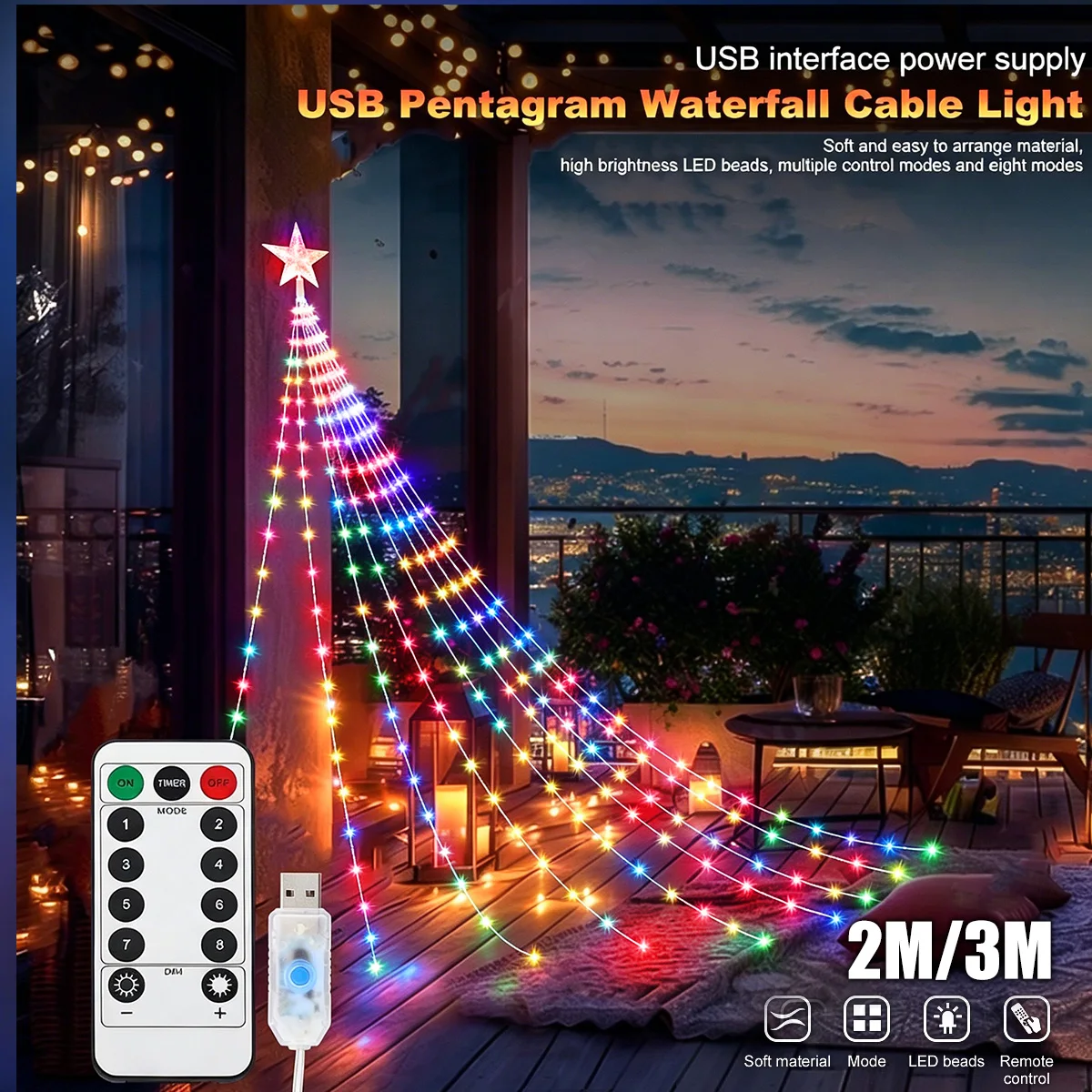 LED Outdoor Waterproof Fairy String Lights with 8 Modes for Garden and Party Decor