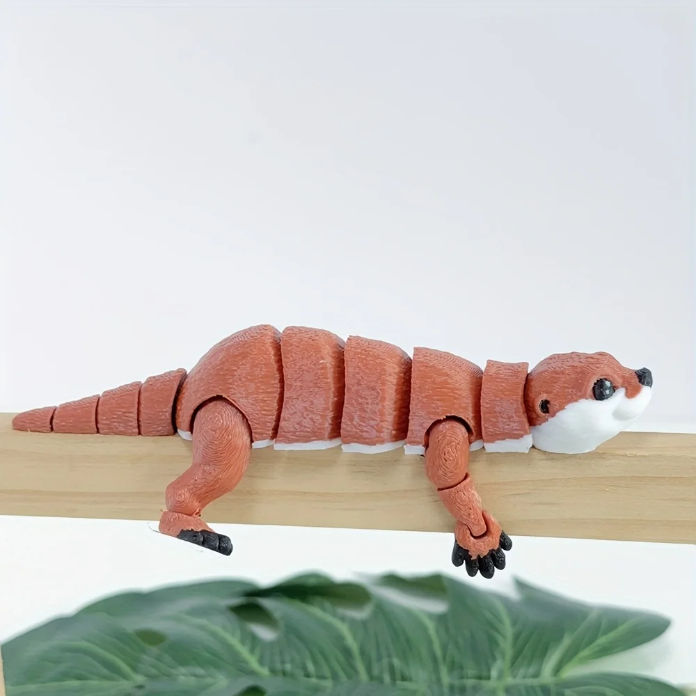 3D Printed Articulated Otter with Movable Limbs - Creative Desktop Decoration