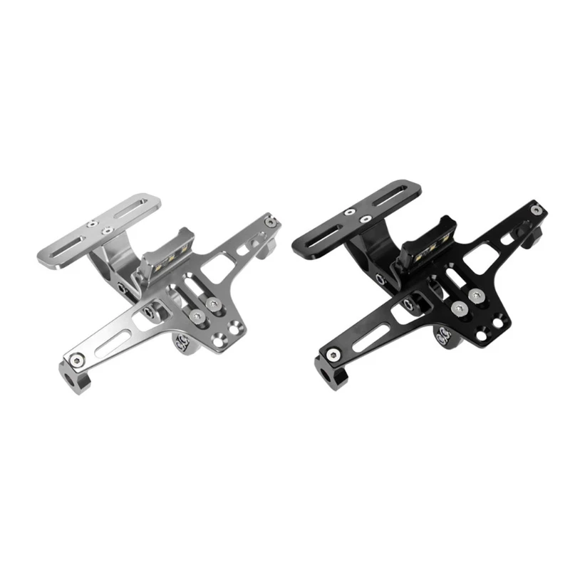 

Motorcycle Side Mount License Plate Frame Holder Bracket Foldable Black