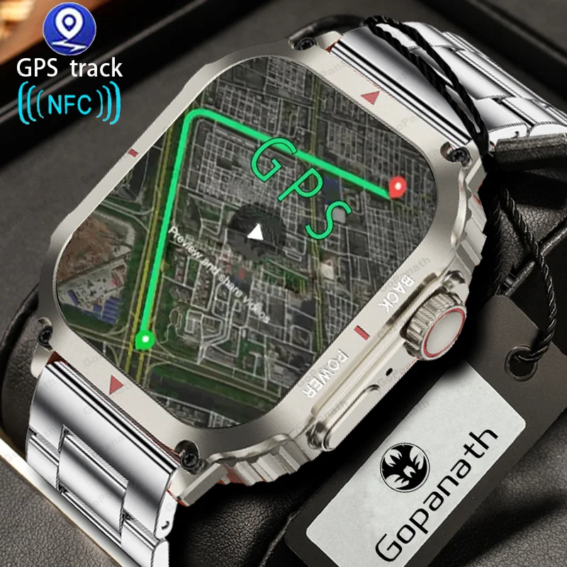 

New Men's Smartwatch Bluetooth Call NFC Blood Glucose Heart Rate Blood Pressure Body Temperature Sleep Monitoring GPS Smartwatch