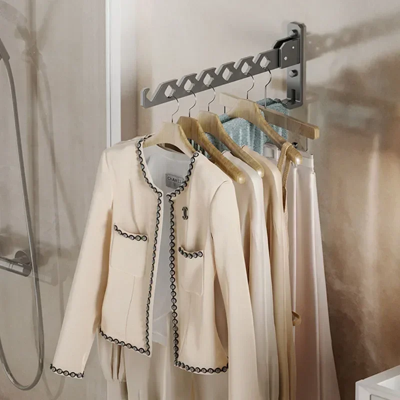 Clothes Drying Rack Adjustable Angle Clothes Hanger Wall-mounted Coat Dryer Collapsible Clothing Organizer Large Loading-bearing 3