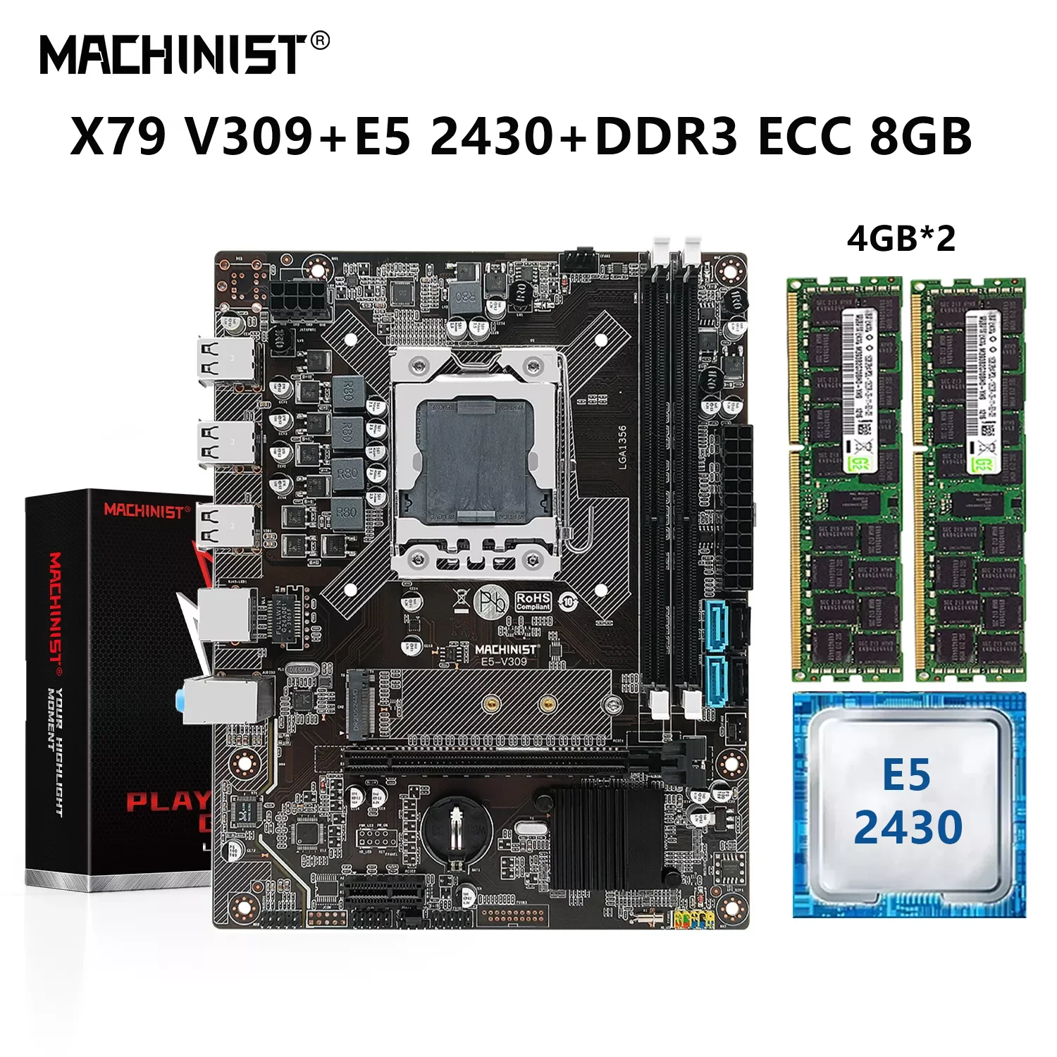 Machinist X79 Motherboard Lga 1356 Set Kit With Xeon E5 2420 Cpu 