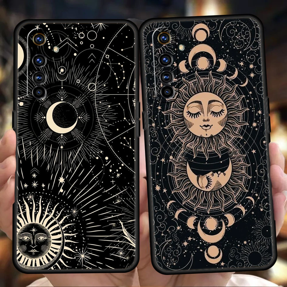 Whimsical Sun and Moon Face Silicone Phone Case