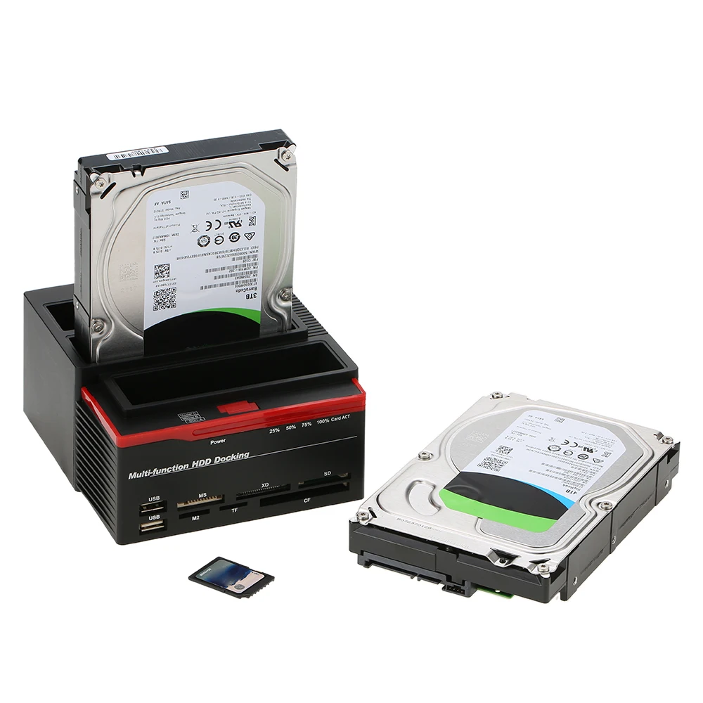 2.5"/3.5" USB 3.0 to 2 SATA Ports 1 IDE Port External HDD Docking Station Card Reader USB3.0 Hub OTB/OTC