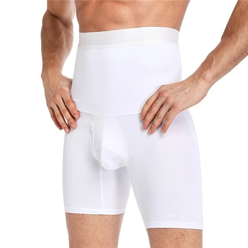 

Hight Waist Men Boyshorts New Tummy Control Half Length Underpanties Fashion Solid Seamless Male Lingerie