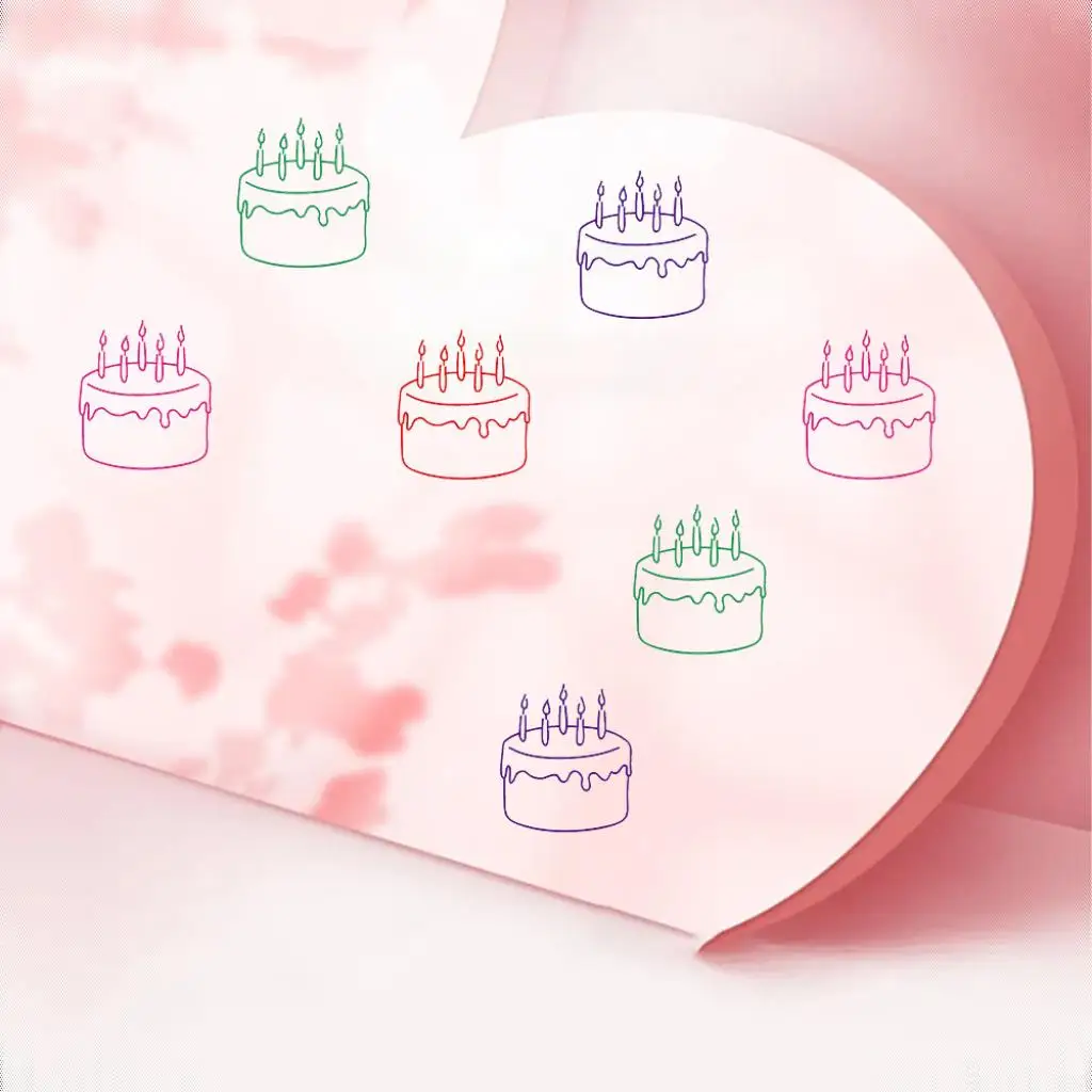4컬러 B 소형 케이크 패턴 스탬프 생일 축하 문구 카드, 수기장, 다이어리, 기타 선물용 장면에 사용