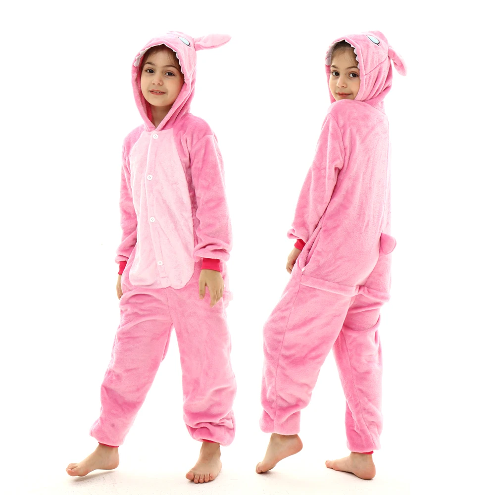 MINISO Kids Panda Pajamas Children Dinosaur Pijama Girls Unicorn Kigurumi Onesies Boys Stitch Jumpsuits Flannel Blanket Sleepers