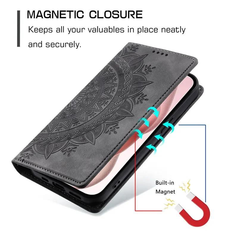 Premium Magnetic Flip Leather Wallet Phone Case with Card Holder and Book Cover Design