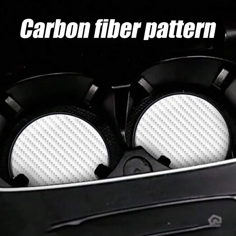 Water Cup Pad Car Cup Coaster Carbon Fiber Pattern Rubber Bottle Holder Car Drink Bottle Cushion Auto Interiors Decorations Pad
