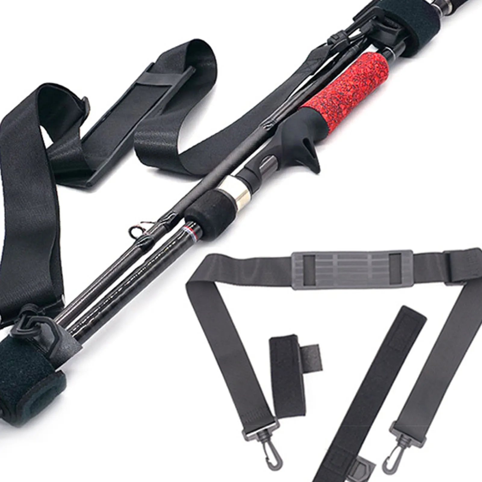 Fishing Rod Holder Belt Wide Fishing Rod Carry Straps Reduces the Load Transport Rods and Free Hands