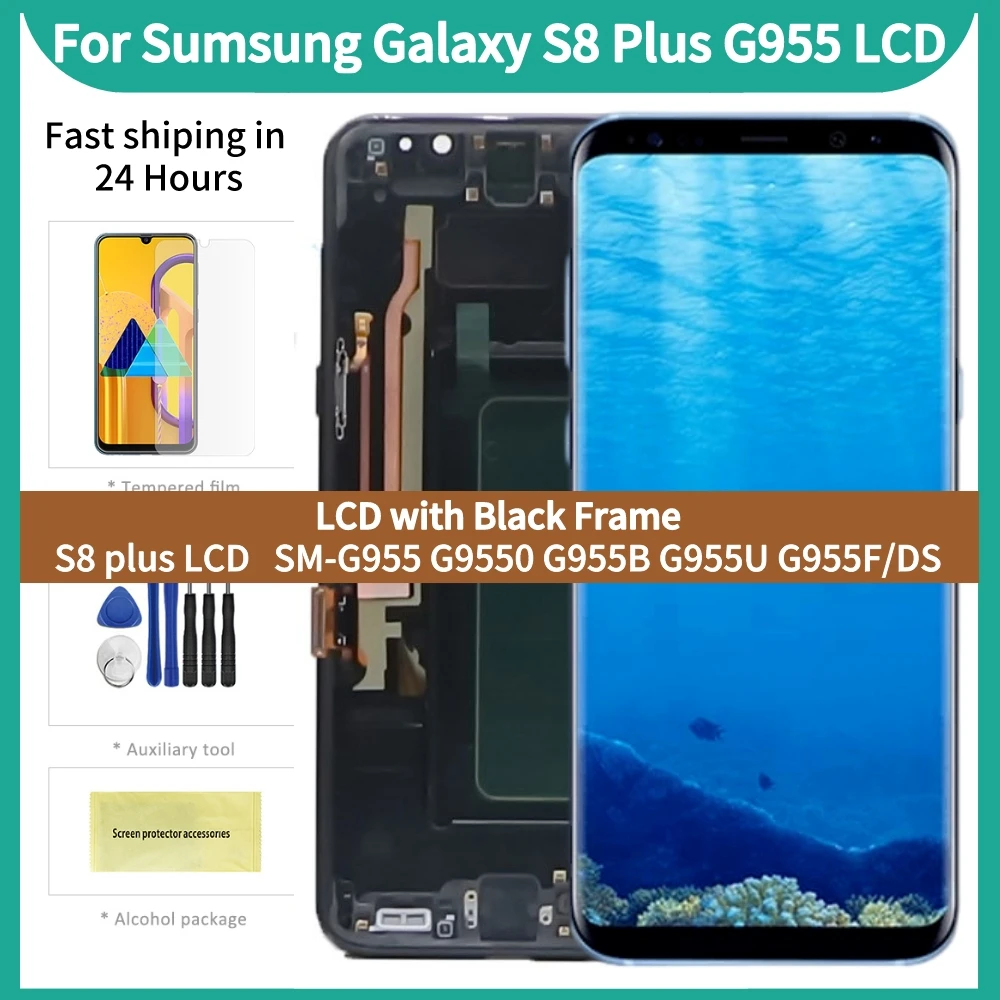 AMOLED для Samsung Galaxy S8 plus, ЖК-дисплей с рамкой G955F G955, ЖК-дисплей с сенсорным экраном, дигитайзер, 100% протестирован