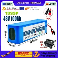 Nouvelle batterie lithium-ion originale 48V 100Ah 1000W 13S3P 100000mAh 54,6V pour trottinette électrique avec BMS + chargeur 1