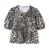 Lace-Up Leopard Print Blouse